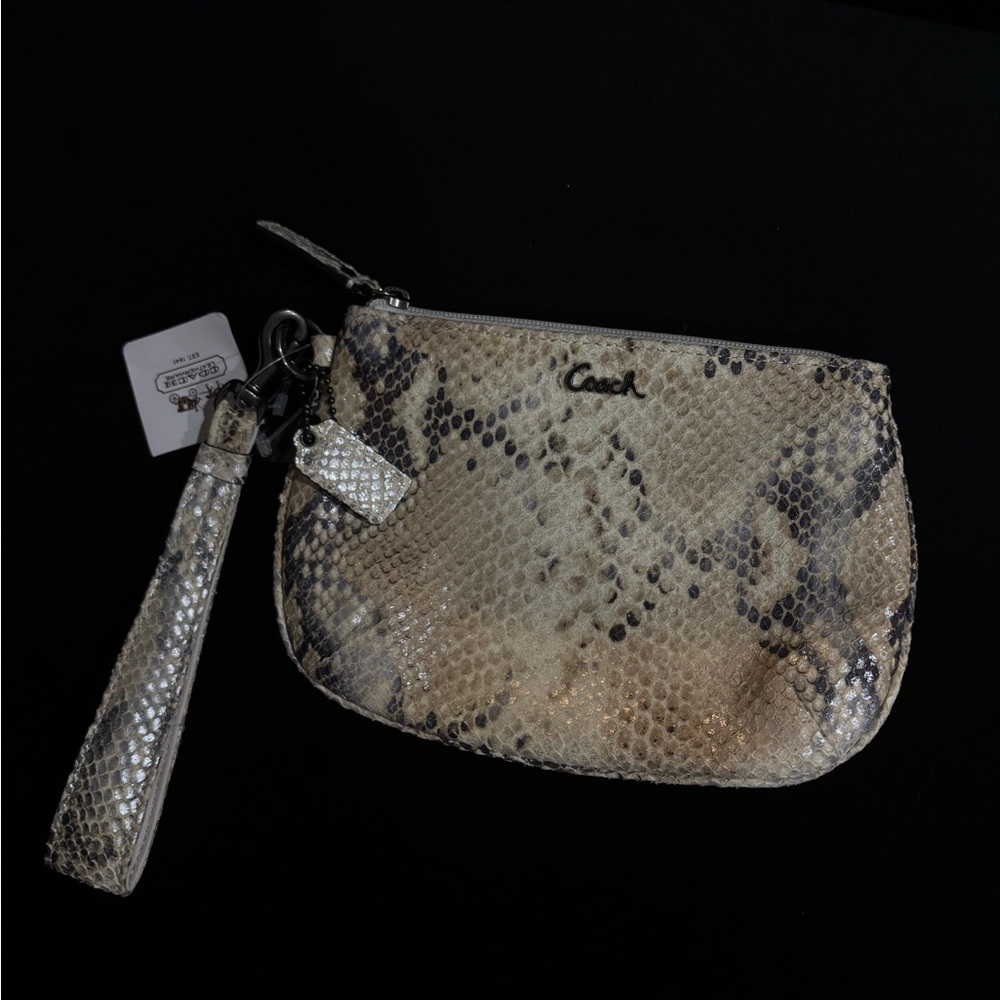 Kristin Embossed Python Snakeskin Medium Wristlet